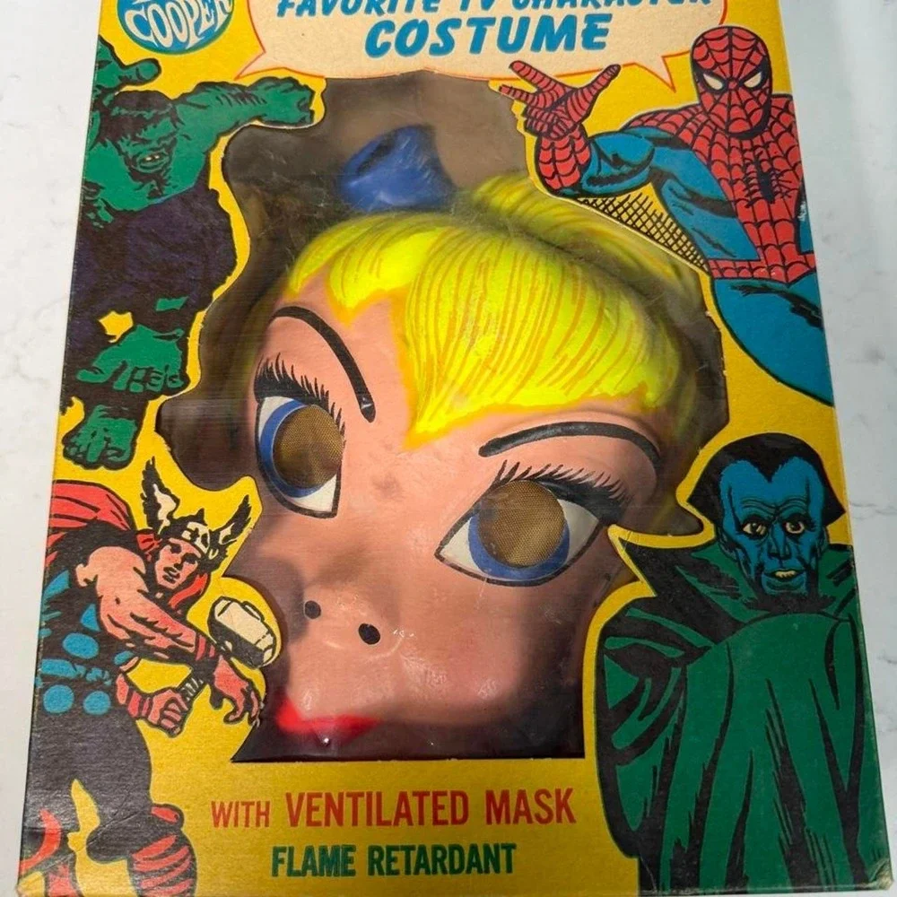 Vintage 1968 Ben Cooper Disney Tinker Bell Halloween Costume Mask Box Sz 4-6